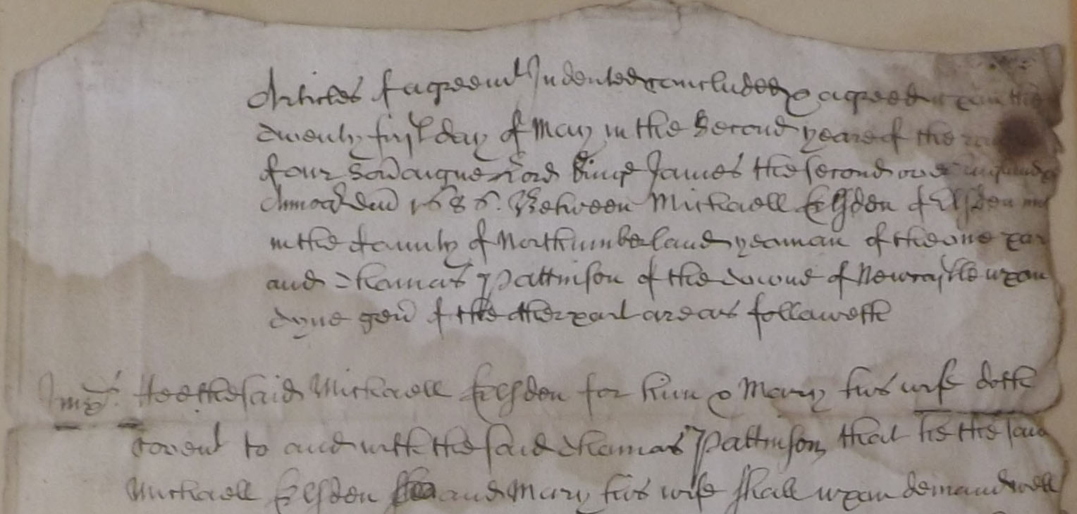 Picture Lot 139, Railtons July 2020 Sale. Extract from Agreement for the sale and leasback of land at Elsdon, Northumberland dated 1686.