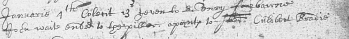 Picture Extract from Gordon register John Waite in the Piller 1657 Reproduced courtesy of National Records of Scotland: 28 December 1657, Scotland’s People, OPR Births, Gordon [Kirk Session Minutes] 742/10/42.