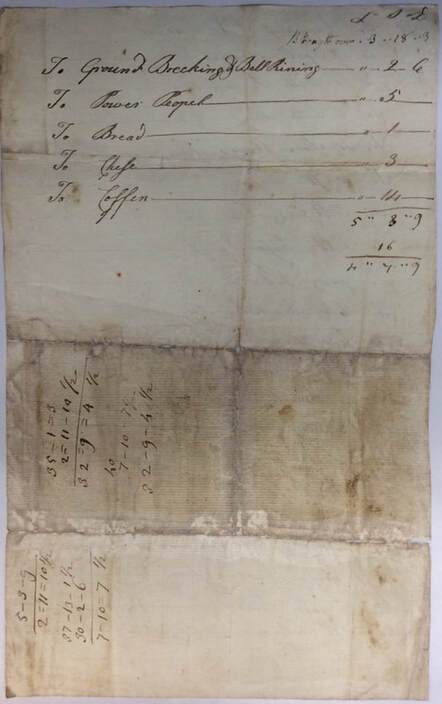 PictureAn  Account for Burial Expenses dating from 1780. NRO 1955A 140