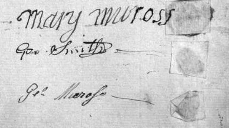 Picture  Signature of George Smith of Horncliffe in 1788