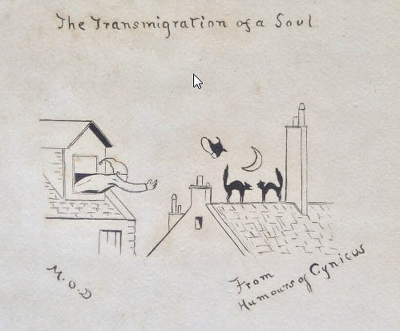 Picture  Undated pen and ink sketch by Mary Ogilvie Davison 'The Transmigration of a Soul'