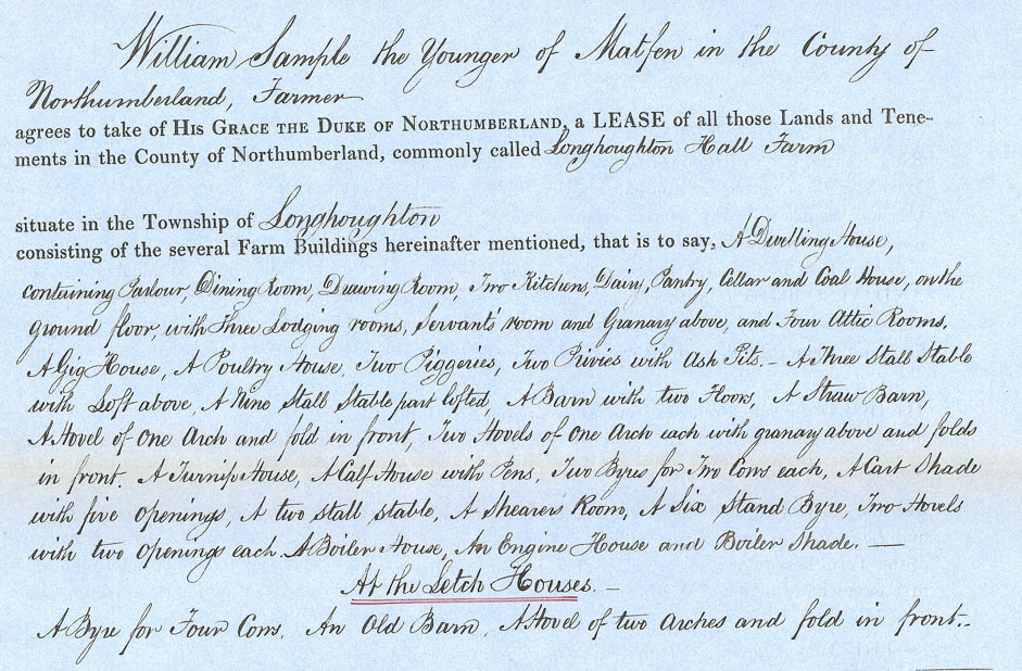 PictureExtract from schedule attached to tenancy agreement of 1852 for Longhoughton Hall Farm.